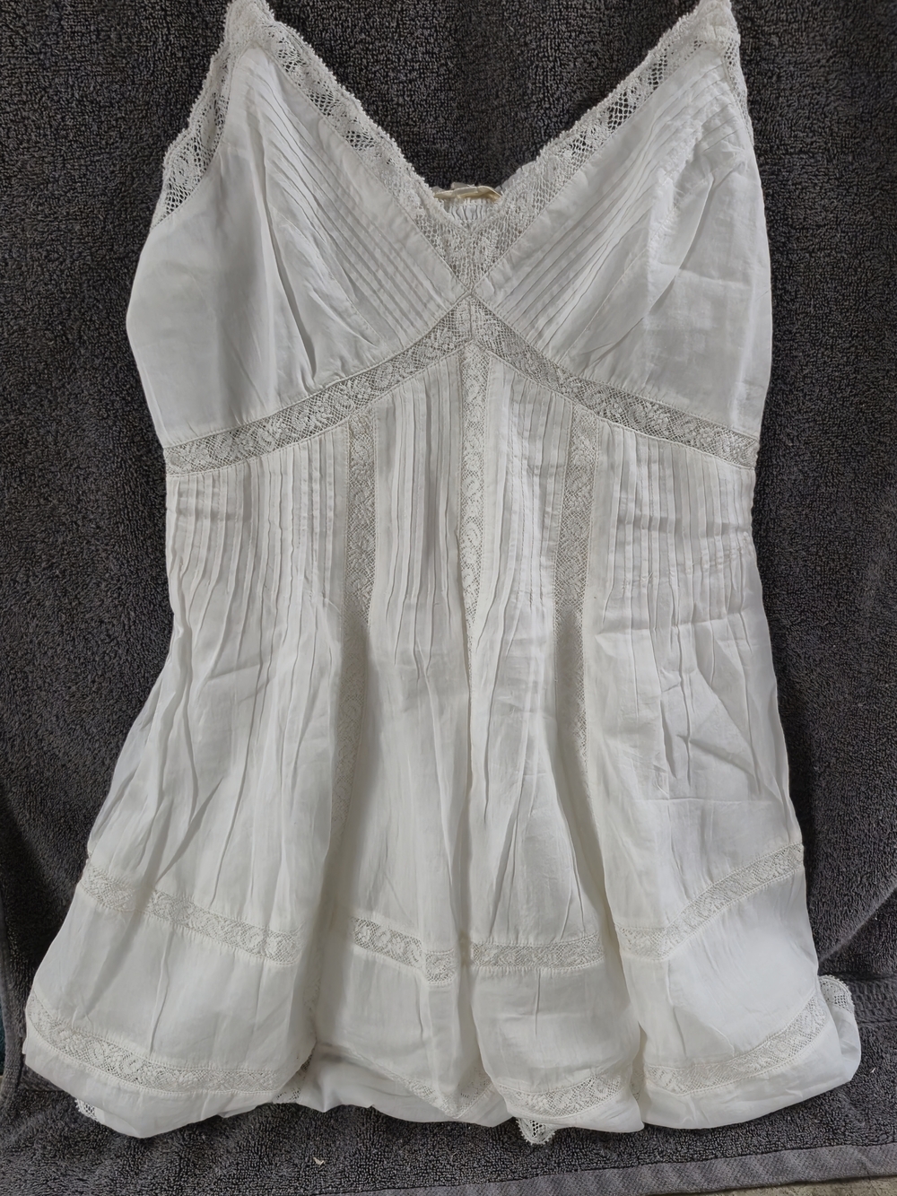 LoveShackFancy White Lace-Trim Mini Dress